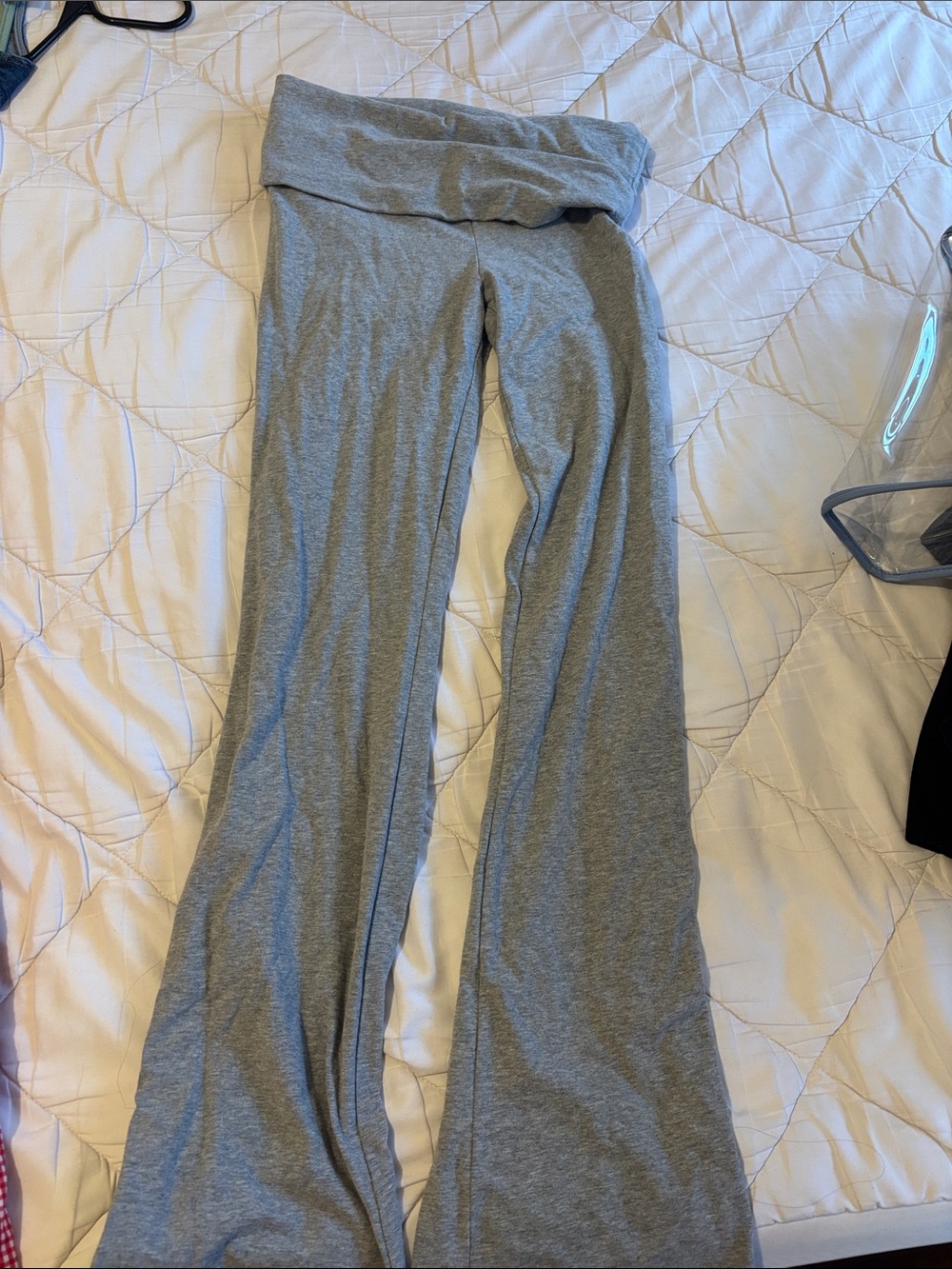 Cotton On Light Gray Fold-Over Waist Flare Leggings